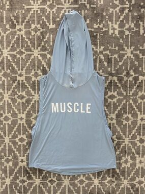 Light Blue Hooded Muscle Tee for Women